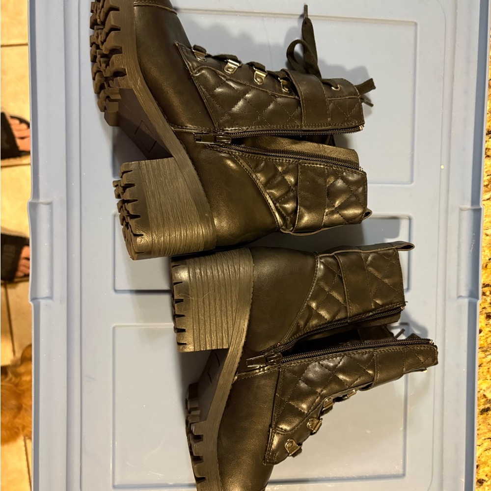 Harlow Quilted style Black Combat Boots